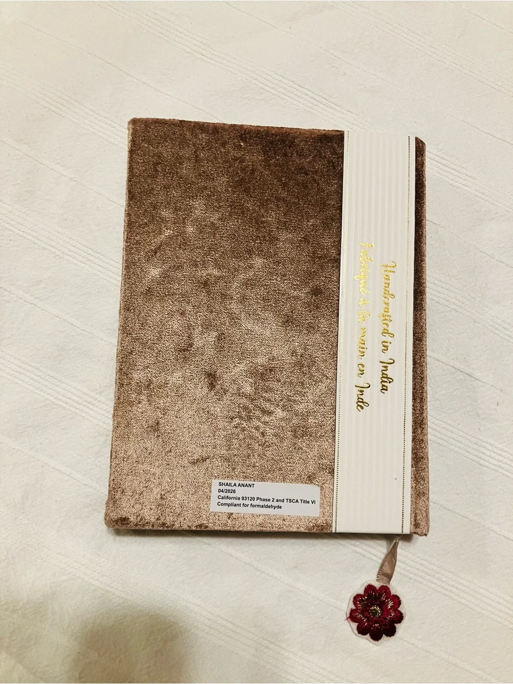 NWT Shaila Anant Handcrafted Velvet Beaded Floral Lined Journal Notebook